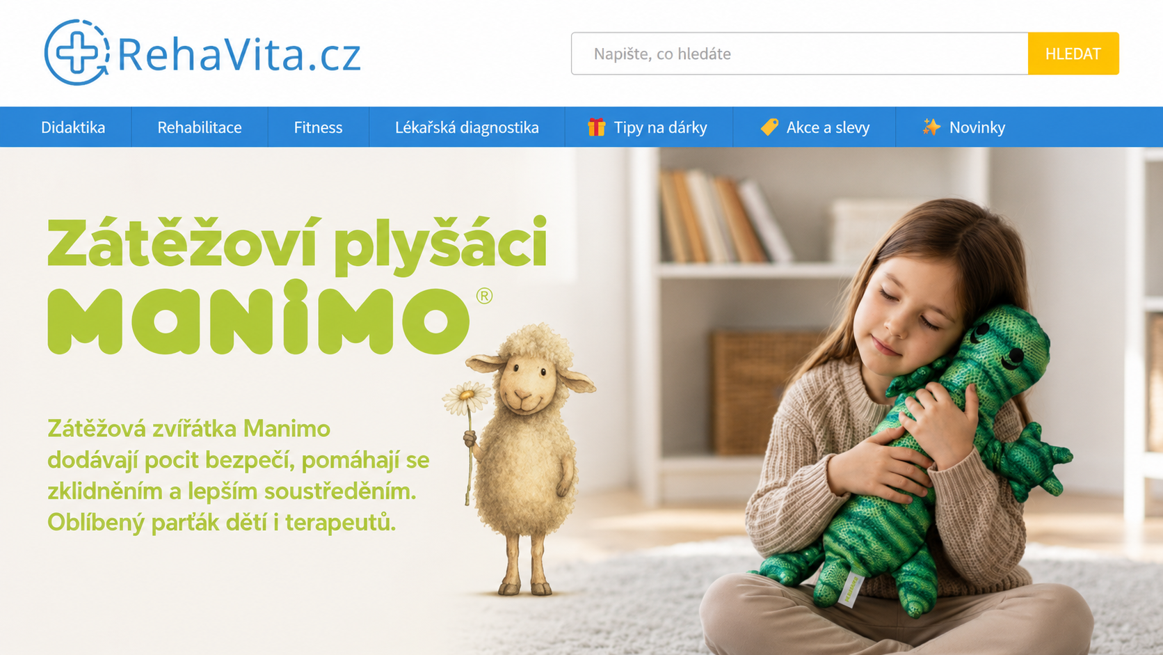 RehaVita.cz – zátěžoví plyšáci Manimo a LaFi Ovečka