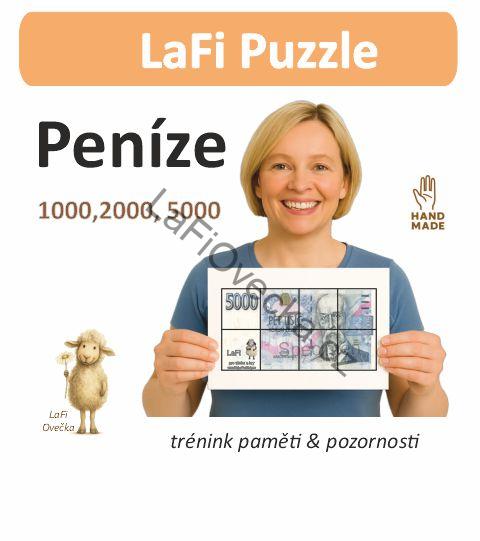 LaFi Dřevěné Puzzle – Peníze (1000, 2000, 5000) | Originální dárek