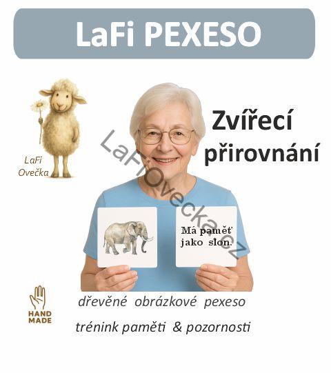 LaFi Dřevěné Pexeso – Zvířecí přirovnání (10×10 cm) | Česká výroba