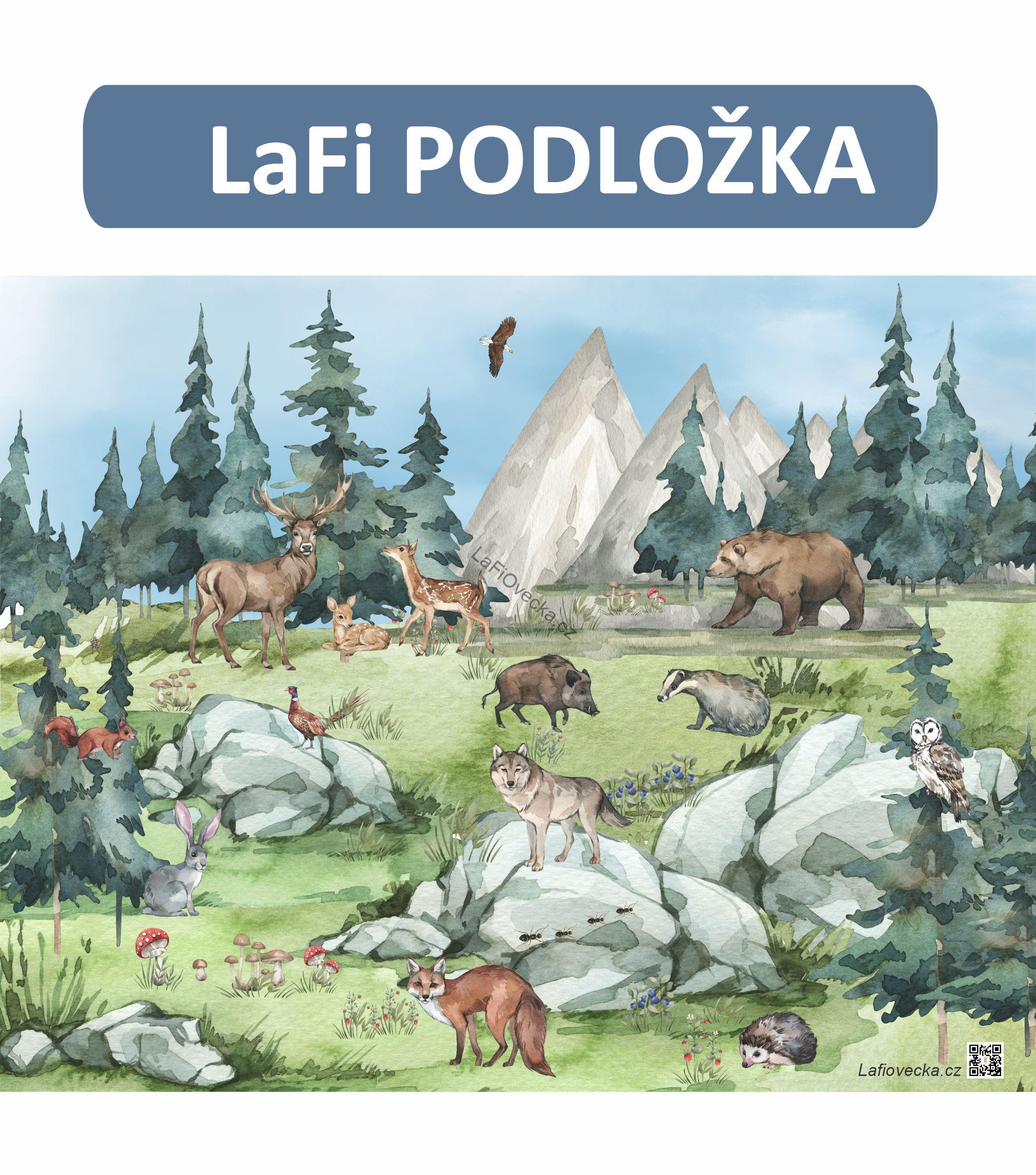 LaFi edukativní podložka – Lesní zvířata (panorama) | Omyvatelná pomůcka pro děti | Česká výroba