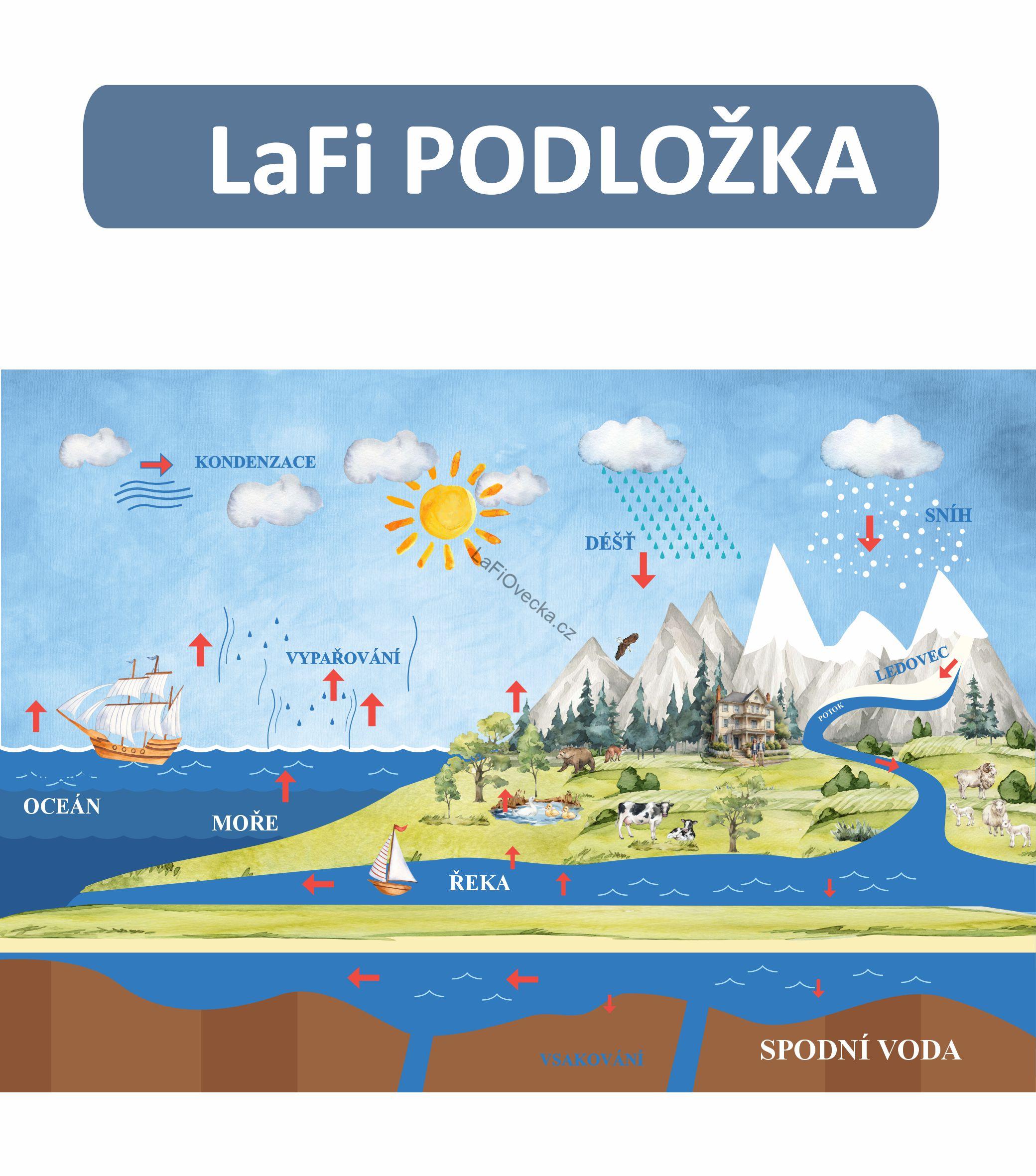 LaFi omyvatelná podložka – Koloběh vody (96×66 cm)