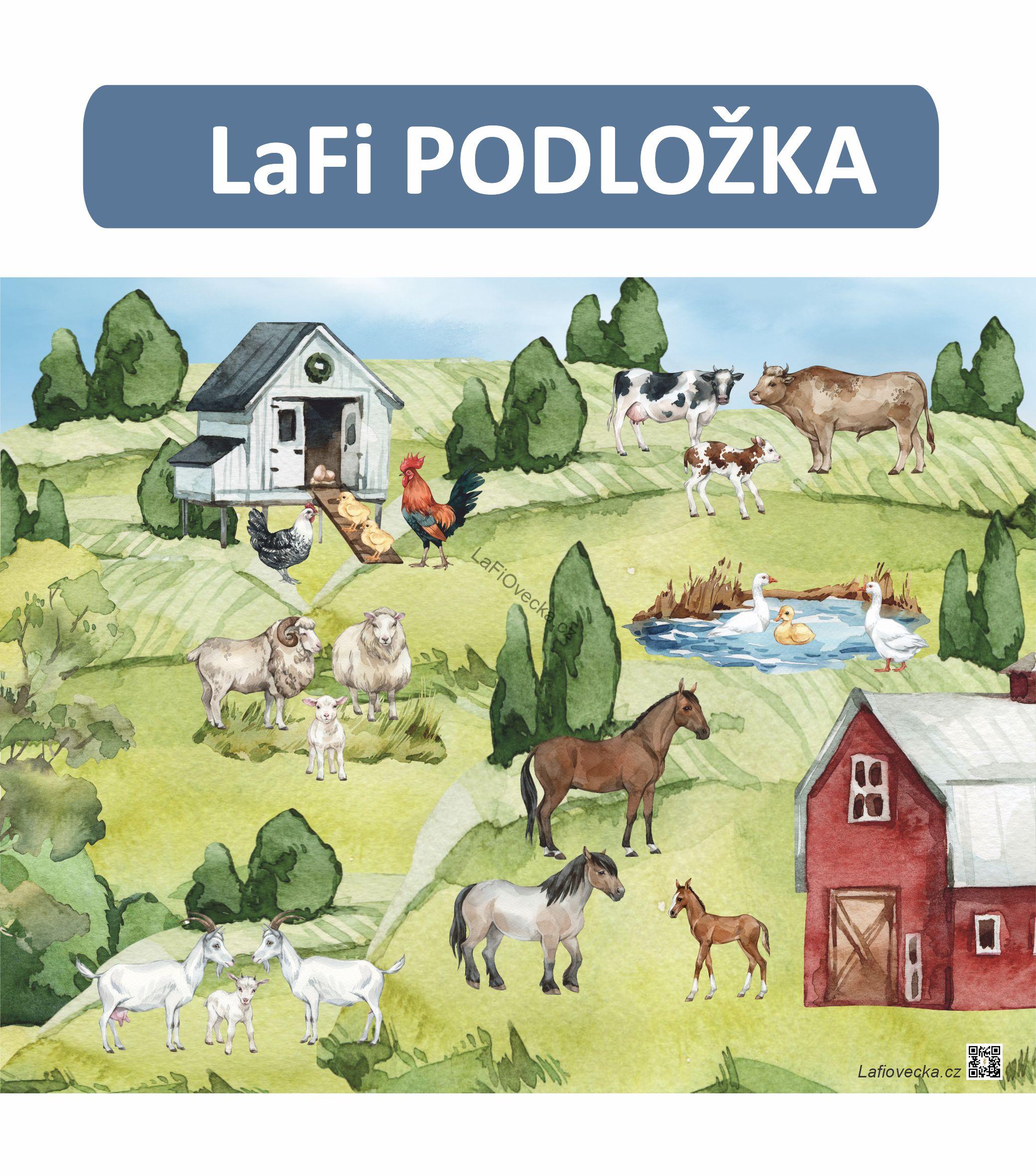 LaFi PODLOŽKA – Mláďata ze statku | Omyvatelná edukativní pomůcka | Česká výroba