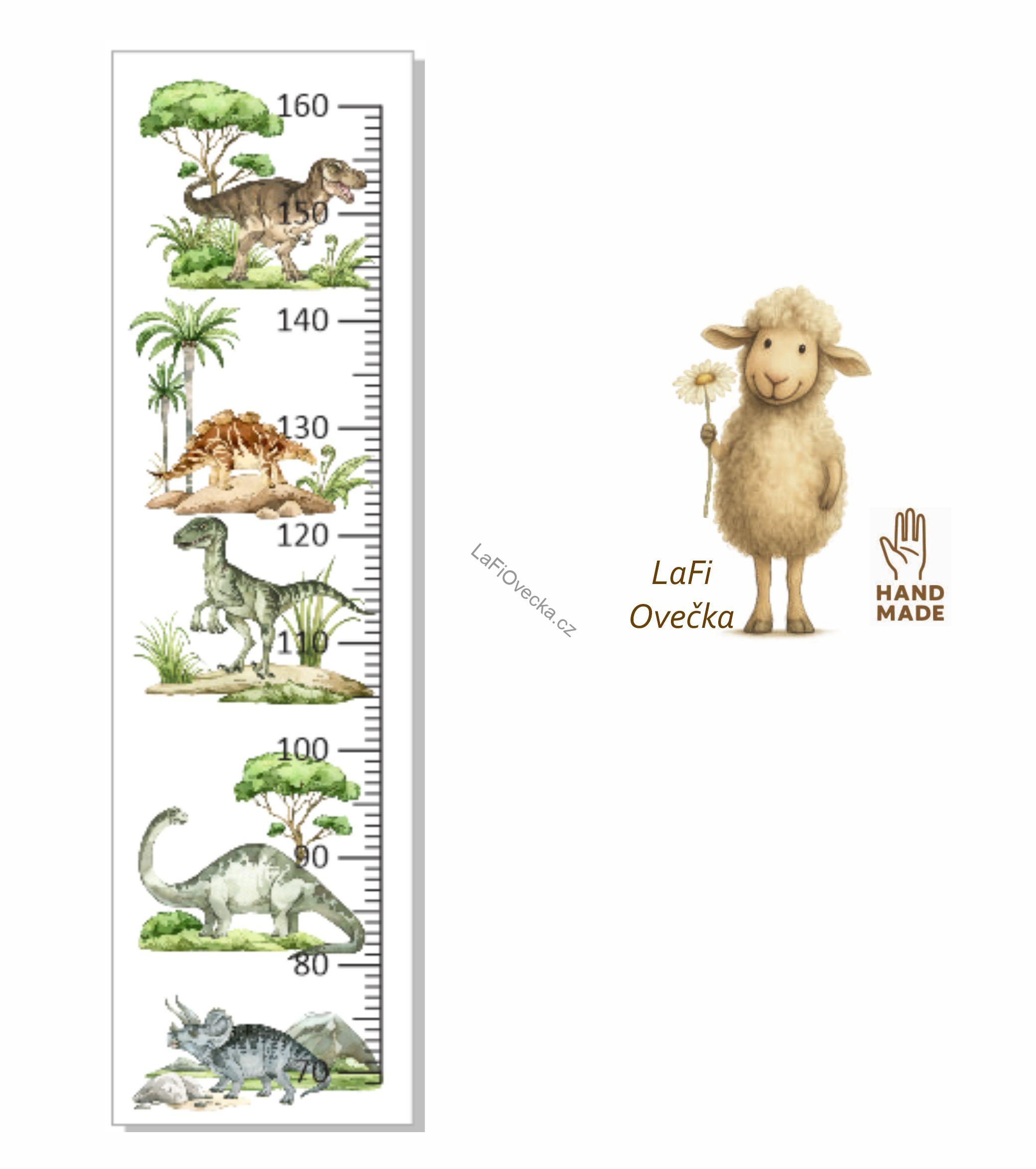 LaFi metr pro děti – Dinosauři | samolepka na zeď (100×30 cm)