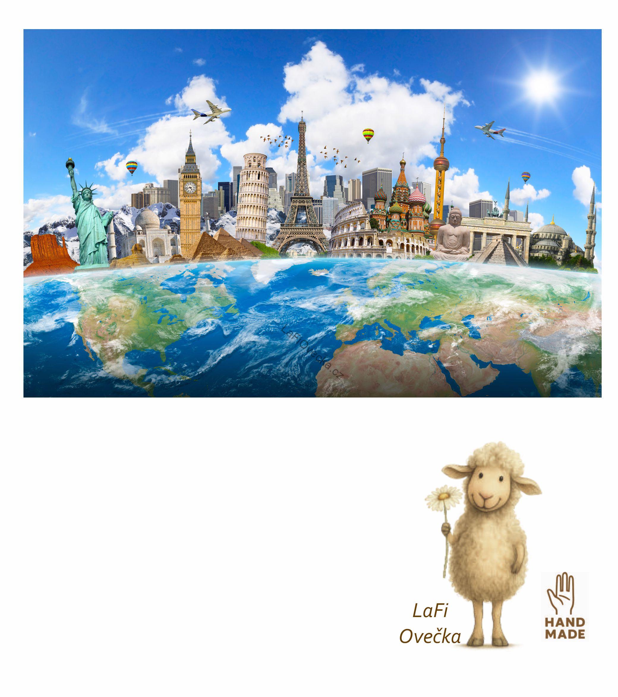 LaFi textilní samolepka na zeď – Barevné dominanty světa pro děti | bez PVC | 1 díl