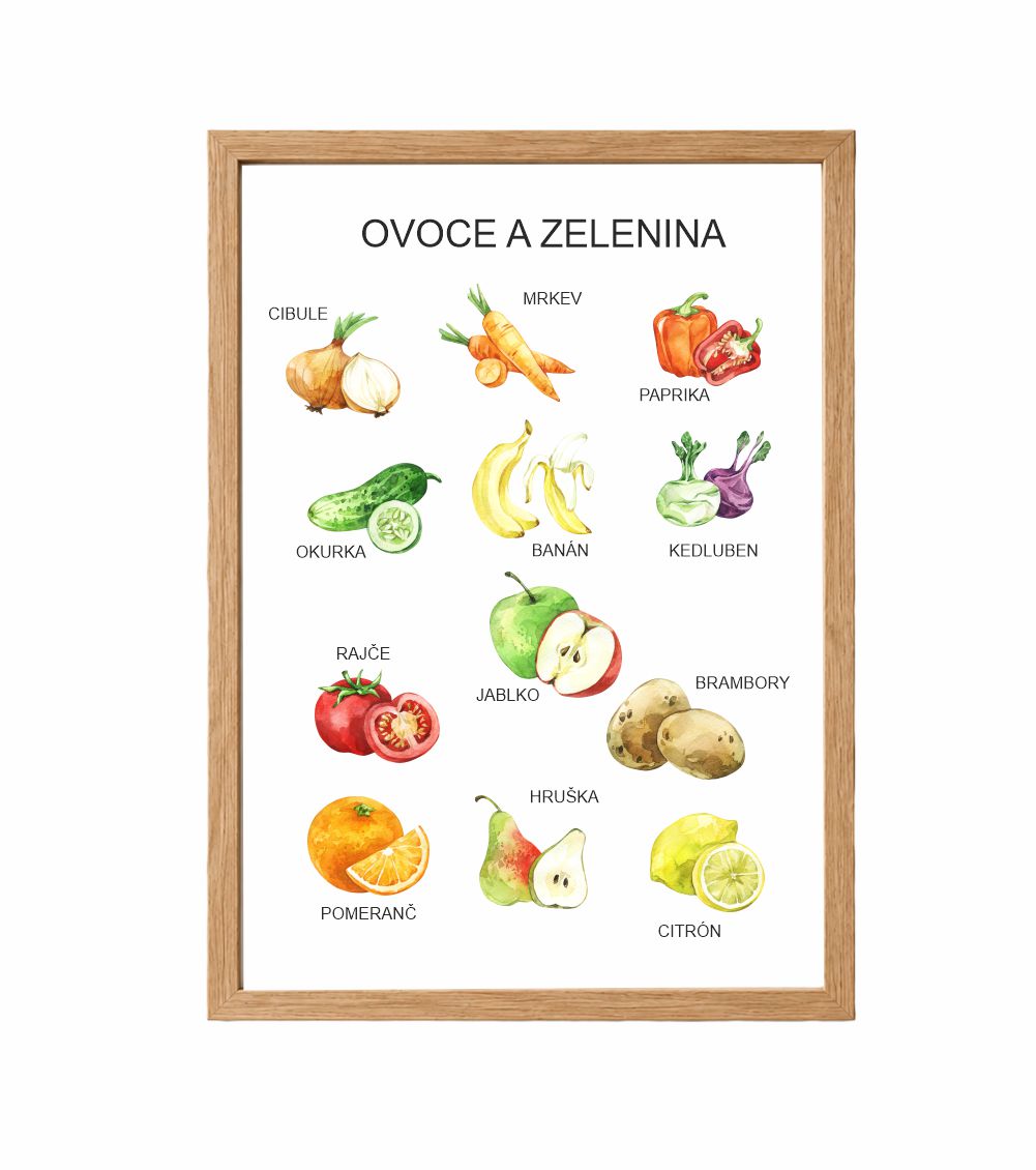 Vzdělávací dětský plakát Ovoce a zelenina