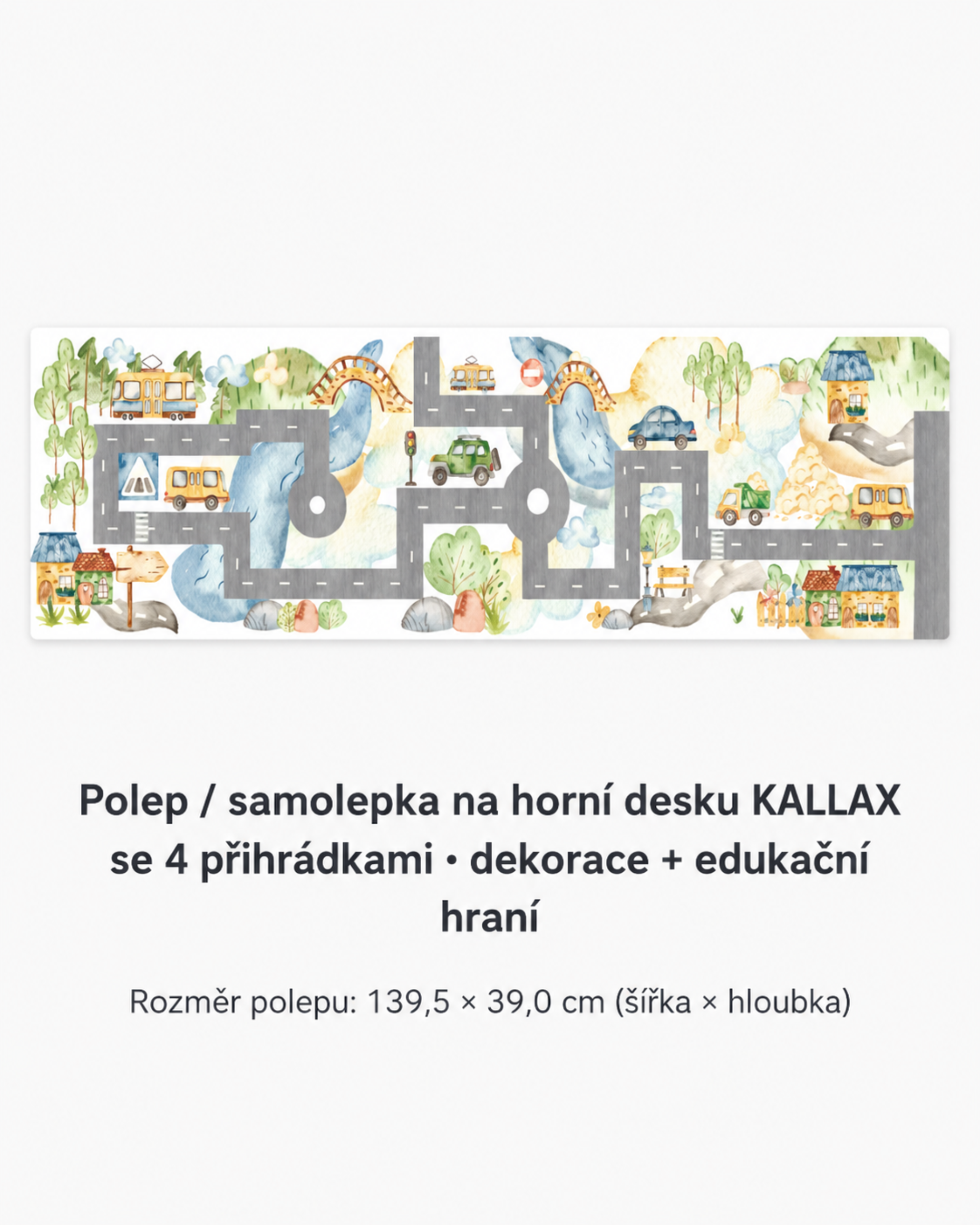 Samolepka na nábytek a hrací plocha – Cesta a město (KALLAX 4)