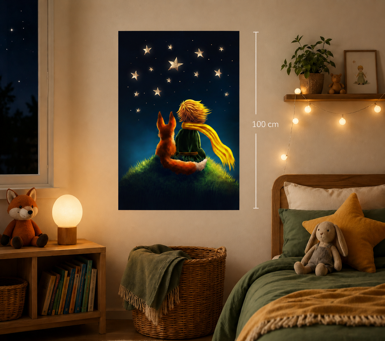 LaFi dětská samolepicí tapeta LaFiTex – Malý princ, hvězdy a liška, 100x75 cm