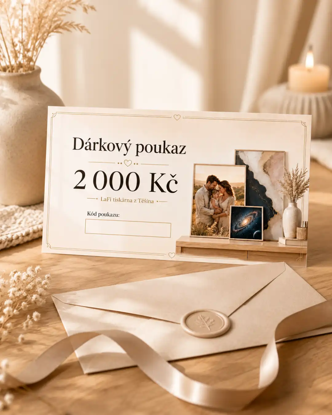 LaFi dárkový poukaz – tisk z vlastních fotek a AI motivů