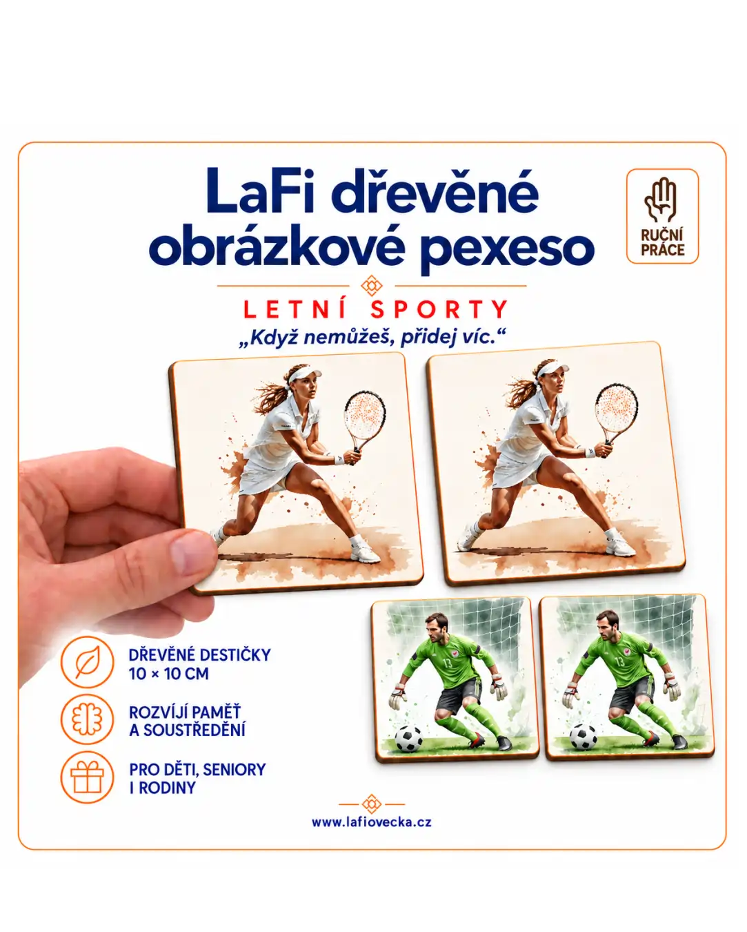 LaFi dřevěné obrázkové pexeso – Letní sporty