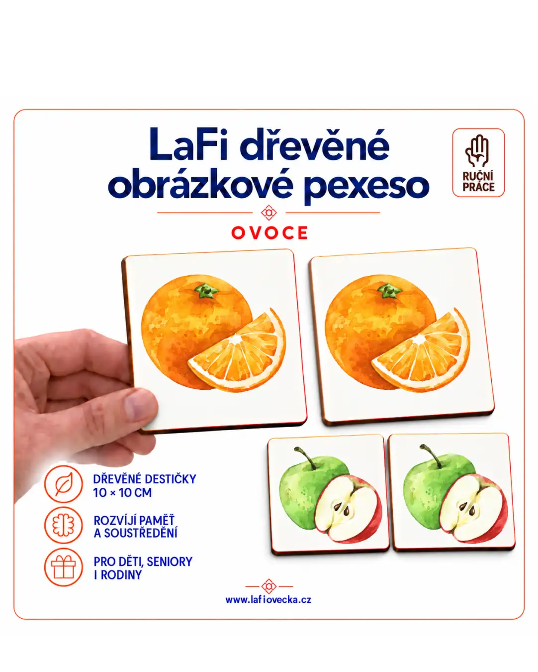 LaFi dřevěné obrázkové pexeso – Ovoce