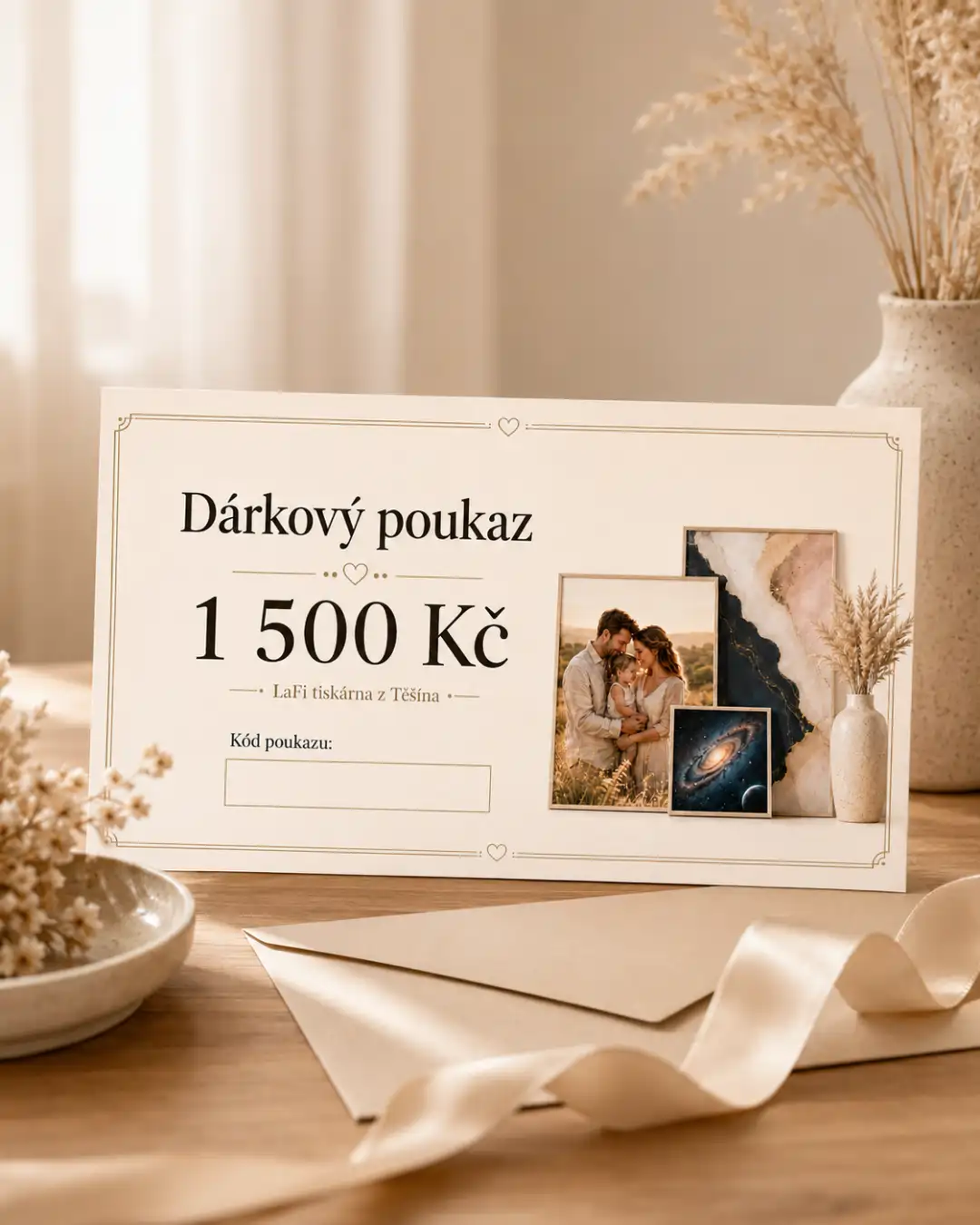 LaFi dárkový poukaz – tisk z vlastních fotek a AI motivů