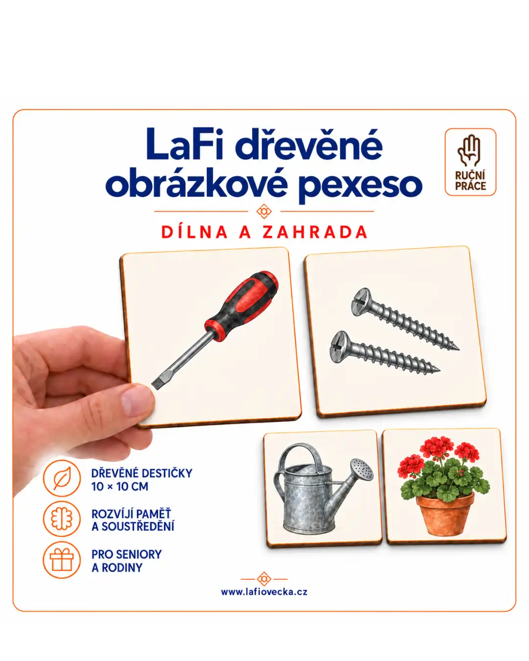 LaFi dřevěné obrázkové pexeso – Dílna a zahrada
