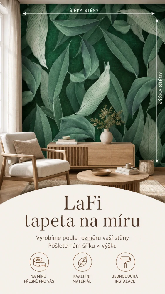 LaFi tapeta na míru – Zelené listy (botanická)