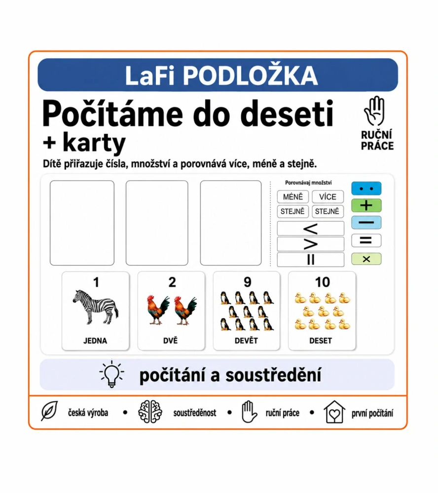 LaFi počítání a odčítání do 10 – omyvatelná podložka 60×30 cm