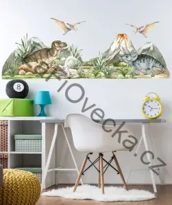LaFi Ovečka samolepka na zeď – Dinosauři panorama
