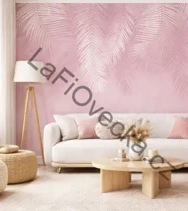 LaFi tapeta na míru – Tropické listy v růžové barvě