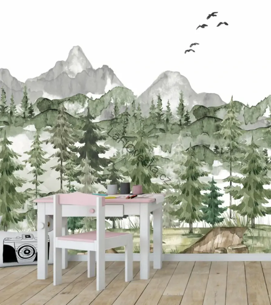 LaFi tapeta na míru – Les bez zvířat (akvarel)