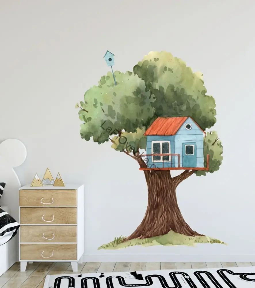 LaFi samolepka na zeď – Domeček na stromě č.1 (červená střecha)