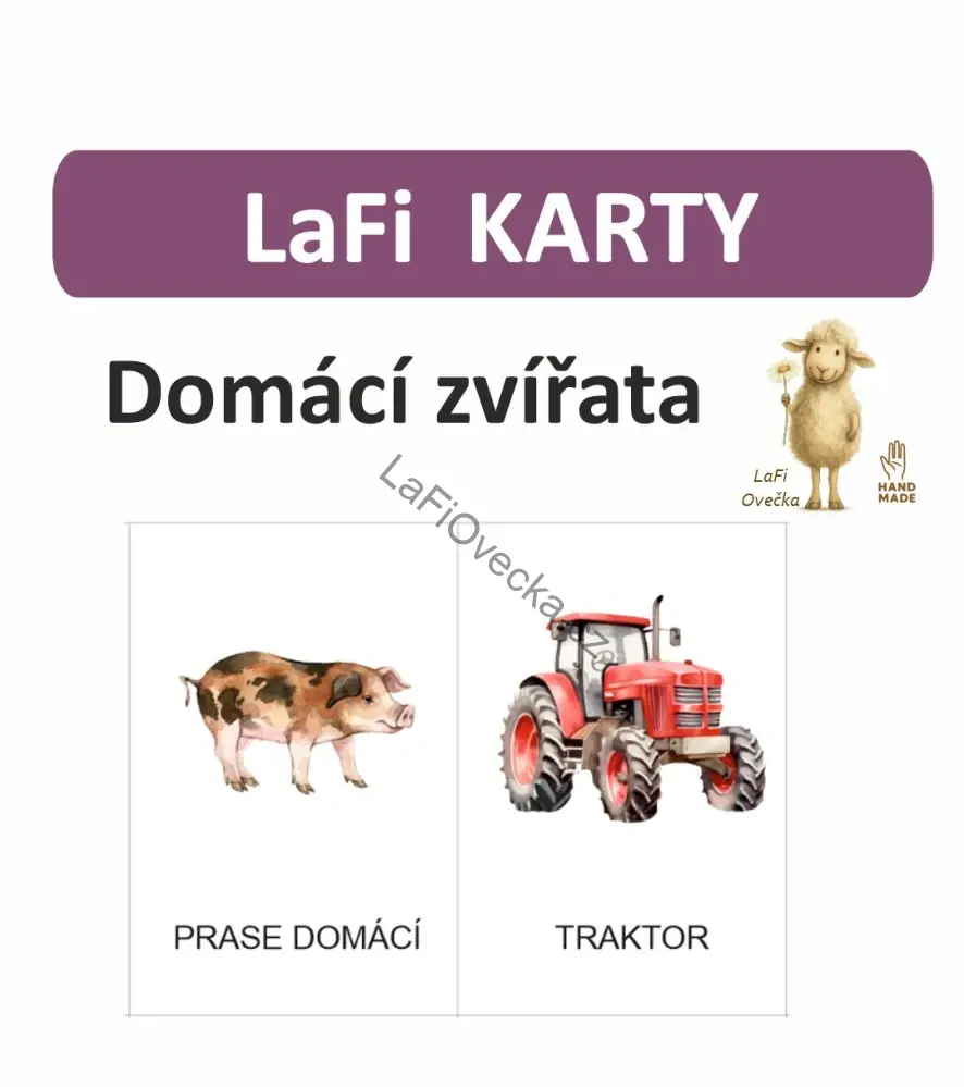 LaFi karty – Domácí zvířata (20 ks) | Omyvatelné kartičky 10×15 cm | Česká výroba