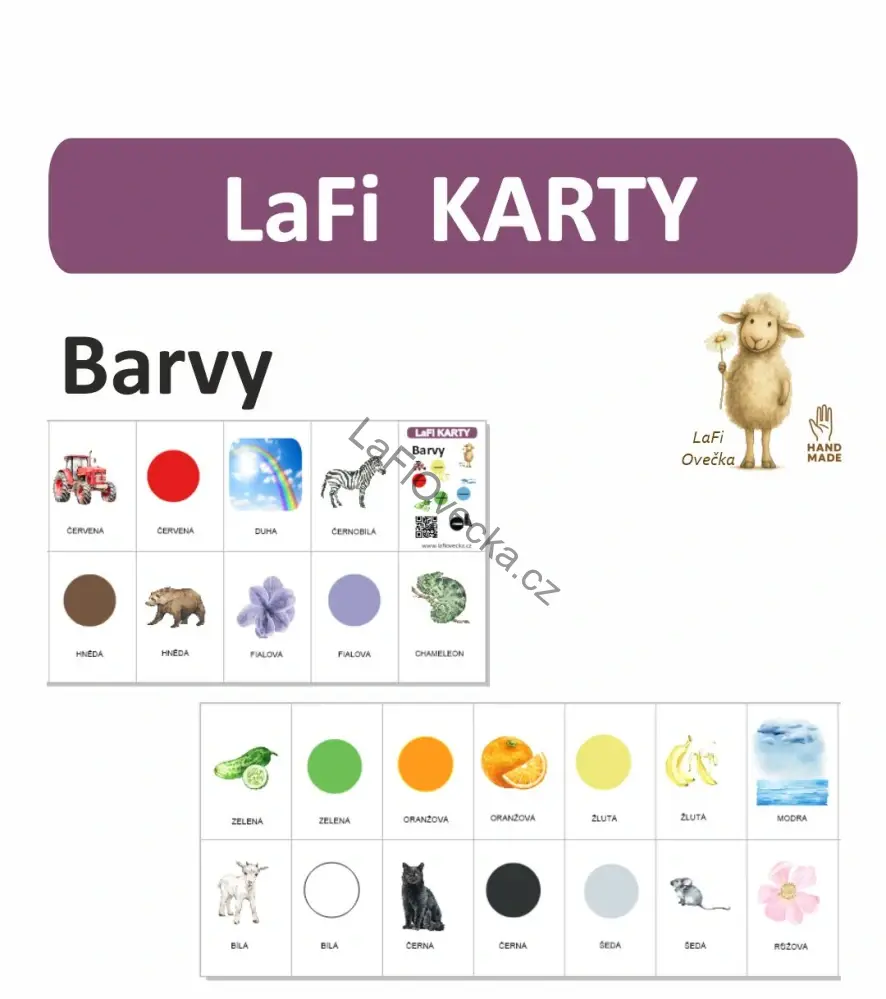 LaFi karty – Barvy (26 ks) | Omyvatelné kartičky 10×15 cm | Česká výroba