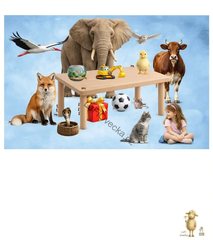 LaFi omyvatelná podložka – orientace v prostoru (nad, pod, vedle) | reálné obrázky