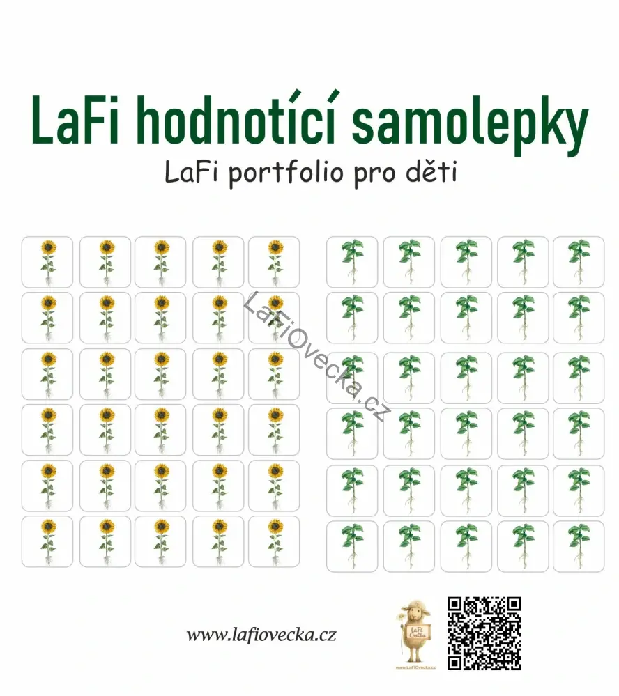 LaFi motivační samolepky do portfolia – zelené a žluté slunečnice
