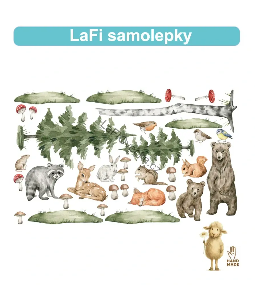 LaFi samolepky na zeď – Lesní zvířátka se stromem (95 × 60 cm)
