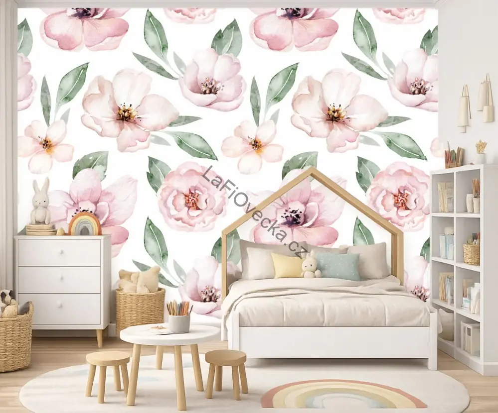 LaFi tapeta na míru – Velké růžové květy