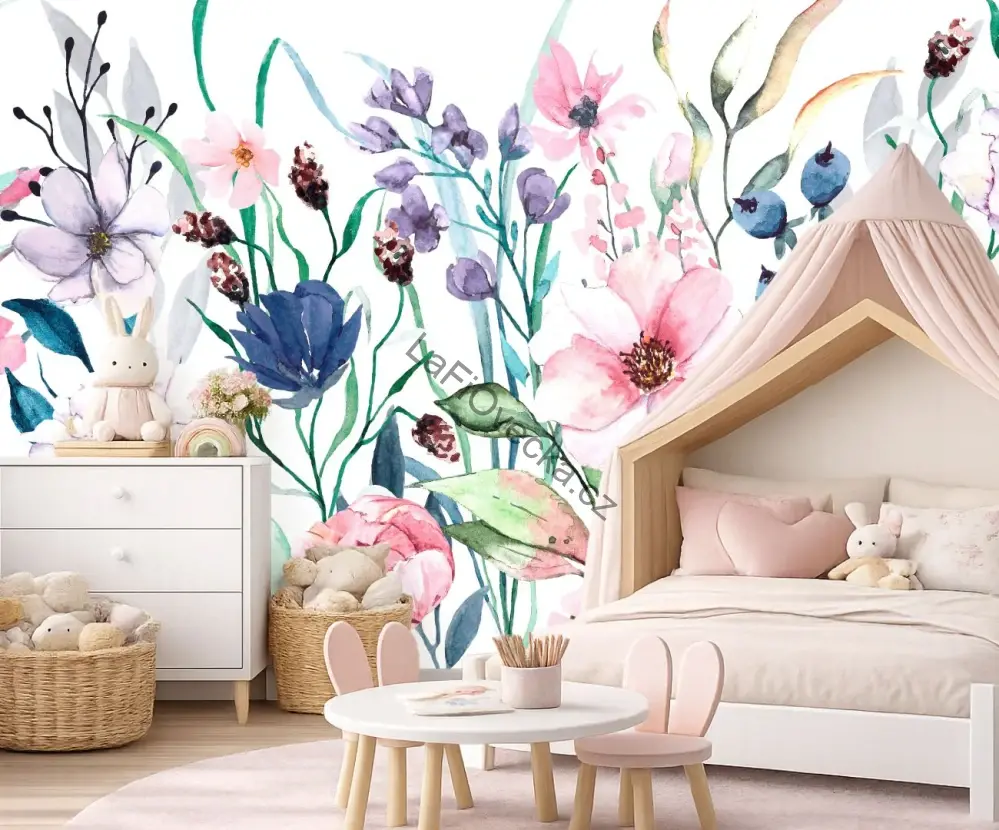 LaFi tapeta na míru – Akvarelové květy