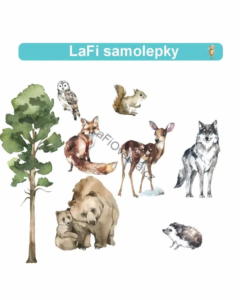 LaFi samolepka na zeď – Lesní zvířátka kolem postýlky