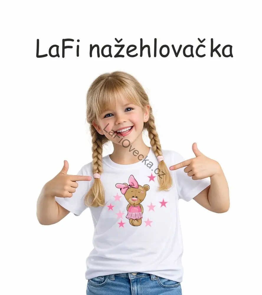 LaFi nažehlovačka Růžový medvídek s hvězdami | 15 cm – 1 ks