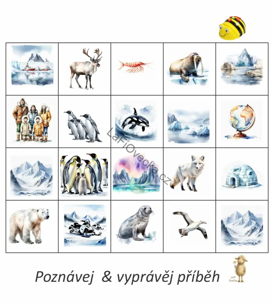 LaFi BeeBot podložka – Antarktida | omyvatelná výuková podložka pro Bee-Bot a Blue-Bot