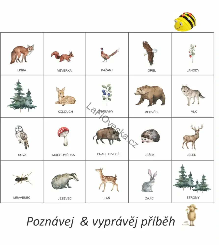 LaFi BeeBot podložka – Lesní zvířata | Robotika pro MŠ | Programování Bee-Bot | Česká výroba