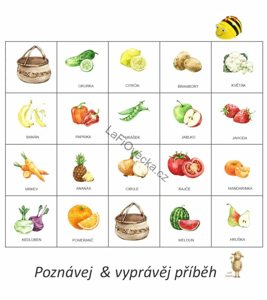 LaFi BeeBot podložka – Ovoce a zelenina | Robotika pro MŠ | Programování Bee-Bot | Česká výroba