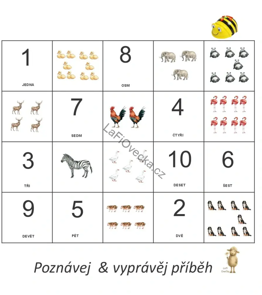 LaFi BeeBot podložka – Počítáme | Robotika pro MŠ | Programování Bee-Bot | Česká výroba
