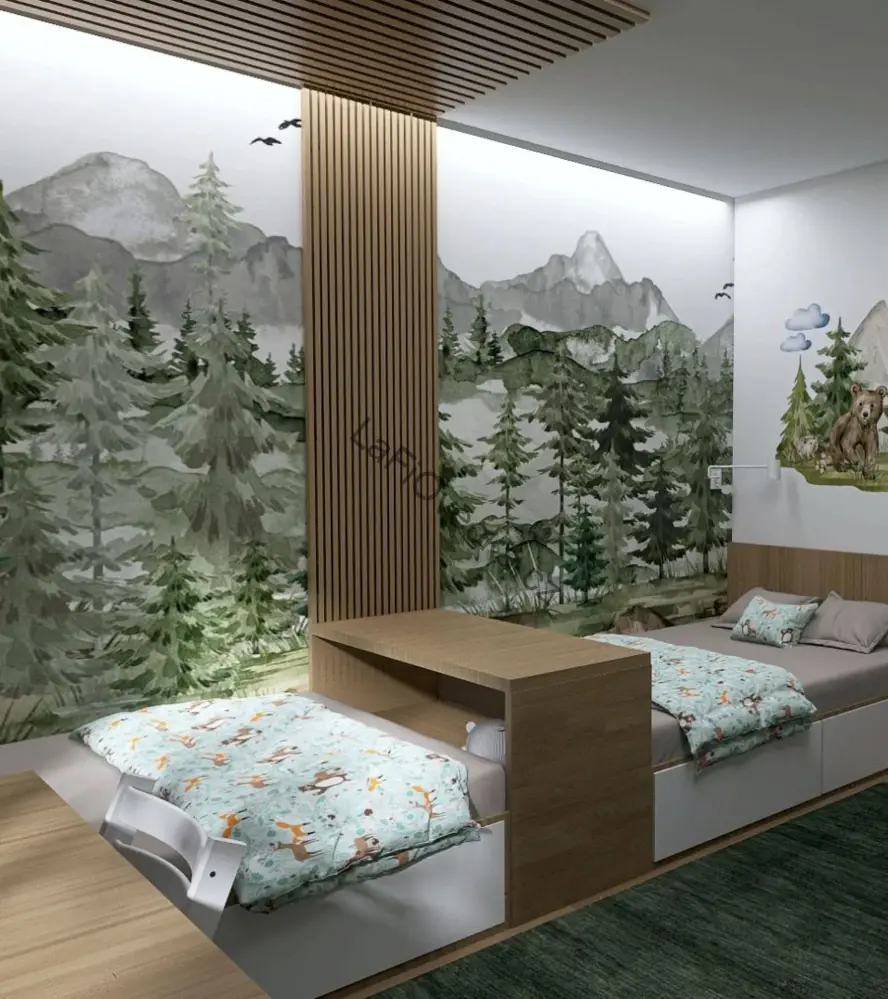 LaFi tapeta na míru – Les bez zvířat (akvarel)