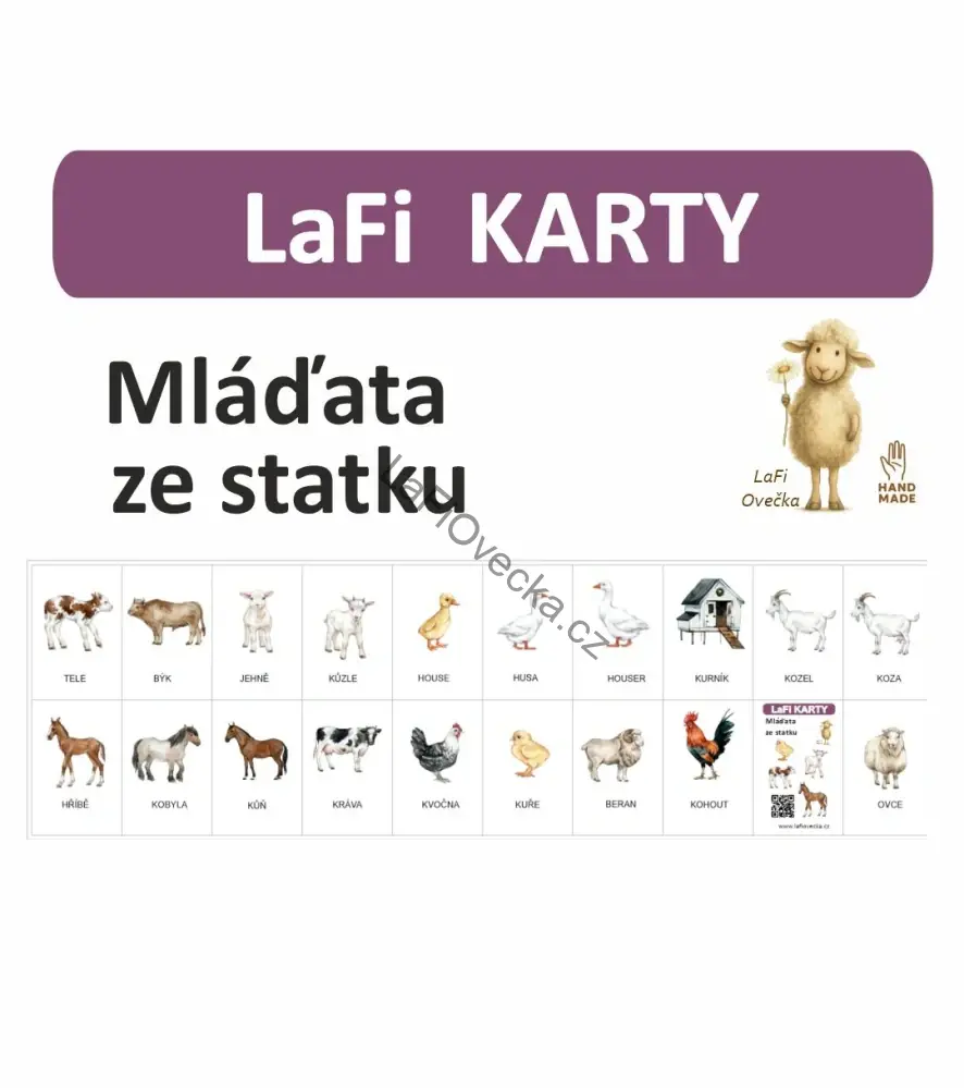 LaFi karty – Mláďata ze statku (20 ks) | Omyvatelné kartičky 10×15 cm | Česká výroba