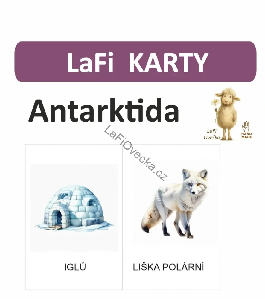 LaFi karty – Antarktida (20 ks) | Omyvatelné kartičky 10×15 cm | Česká výroba