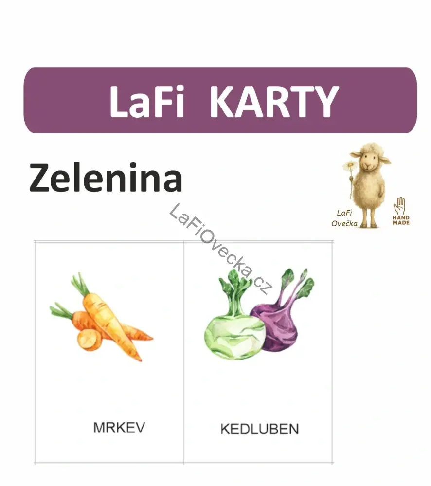 LaFi karty – Zelenina (20 ks) | Omyvatelné kartičky 10×15 cm | Česká výroba