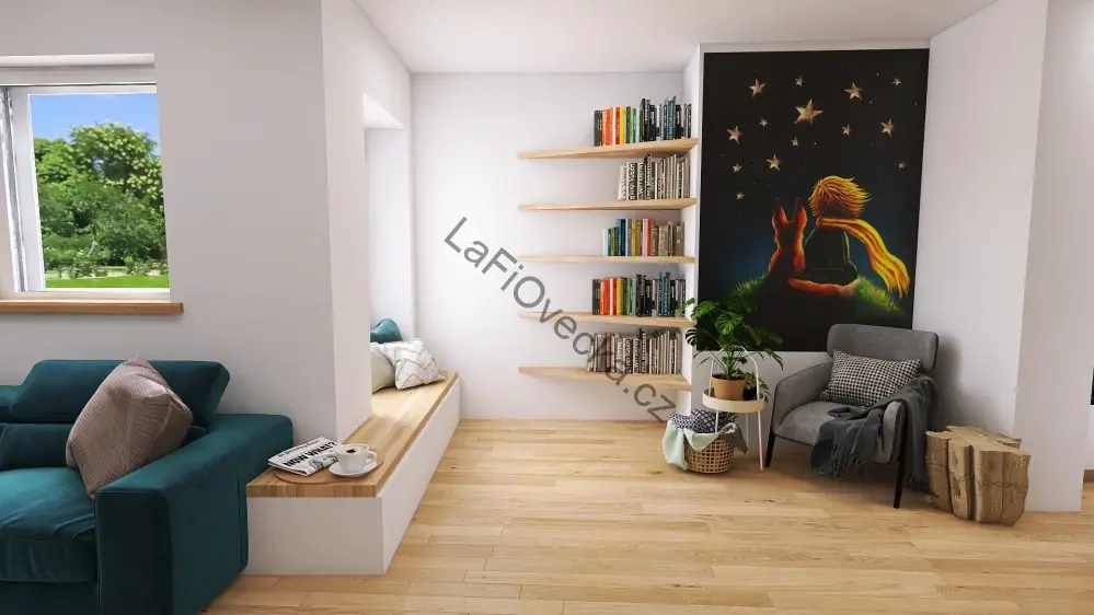 LaFi Ovečka samolepka na zeď – Malý princ a liška pod hvězdami | velkoplošná dekorace na míru