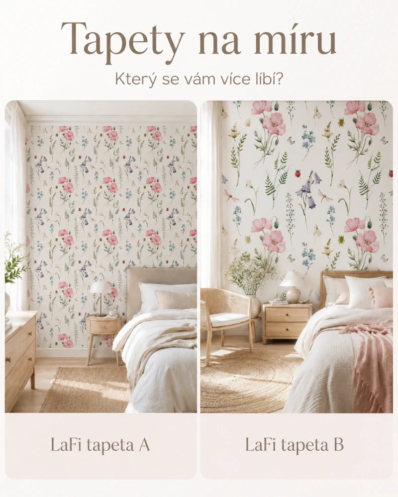 LaFi tapeta na míru – Luční kvítí | dětská květinová tapeta do dívčího pokoje