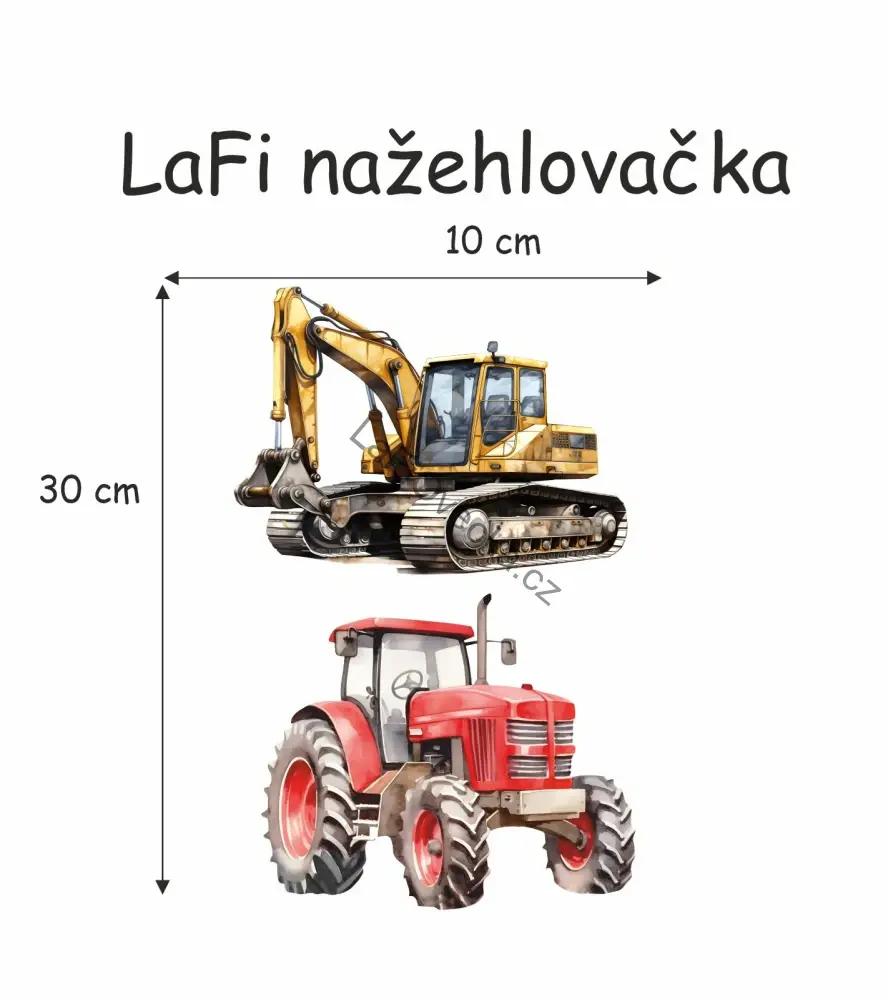 LaFi nažehlovačka Traktor a bagr 10 × 30 cm – 2 ks