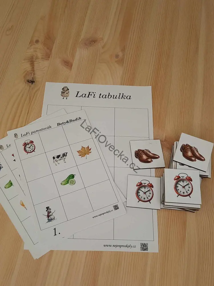 LaFi Hra Pamatovák č.3 – Boty a budík | Pexeso | Trénink paměti | Česká výroba
