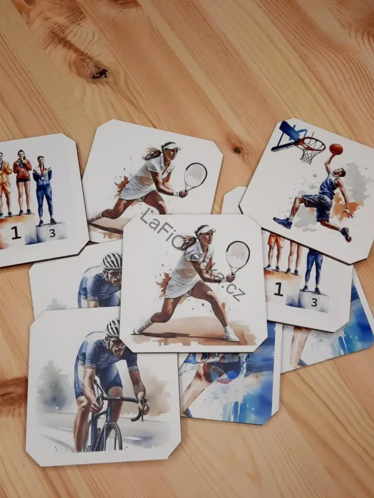 LaFi Dřevěné Pexeso – Letní sporty (10×10 cm) | Trénink paměti | Česká výroba