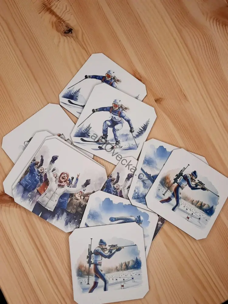 LaFi Dřevěné Pexeso – Zimní sporty (10×10 cm) | Trénink paměti | Česká výroba