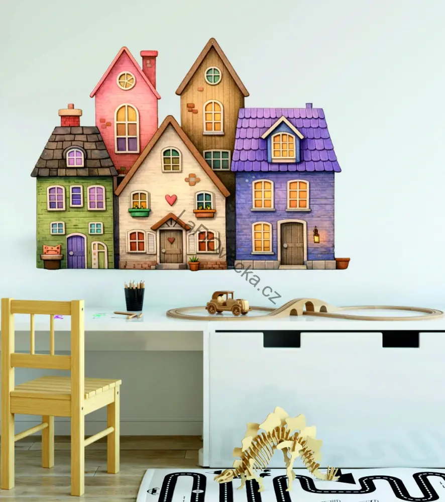 LaFi samolepka na zeď Domeček č.3 | textilní, bez PVC