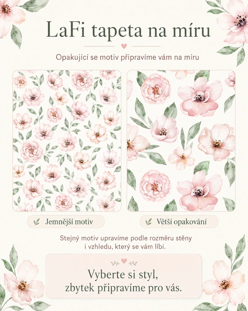 LaFi tapeta na míru – Velké růžové květy