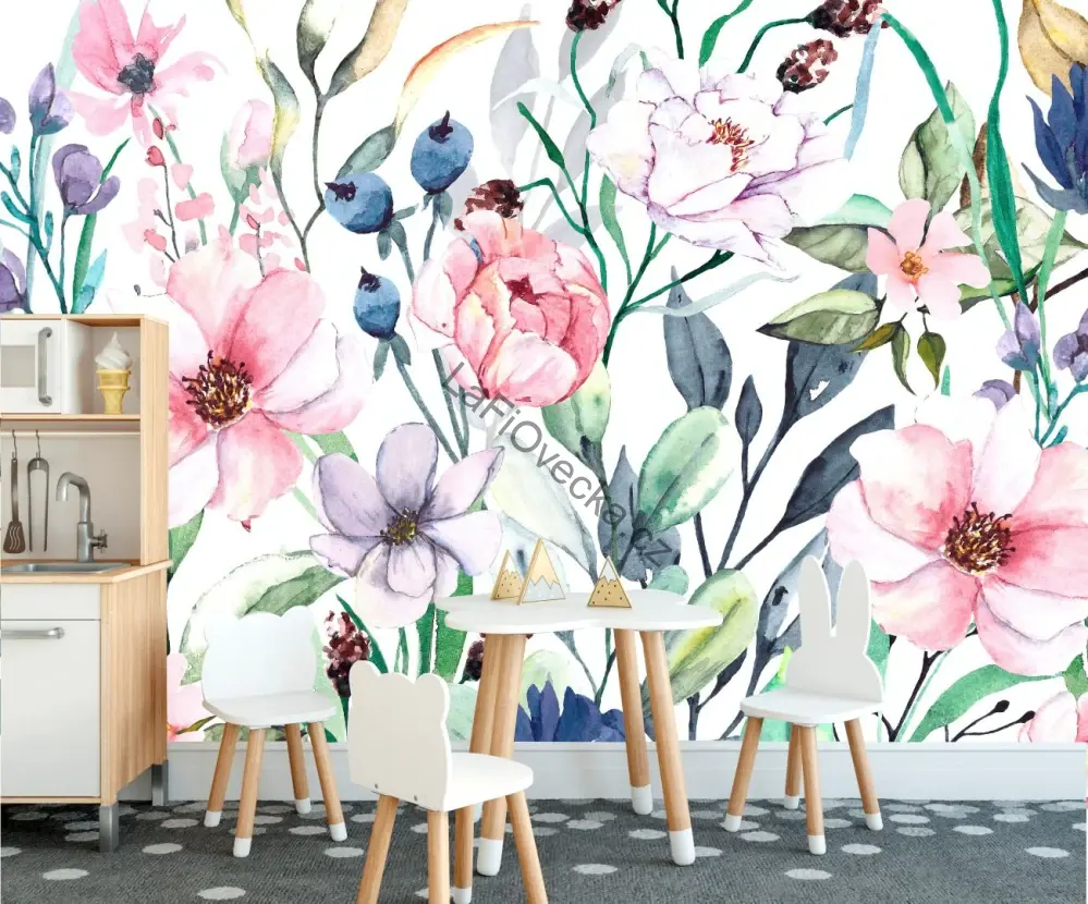 LaFi tapeta na míru – Akvarelové květy