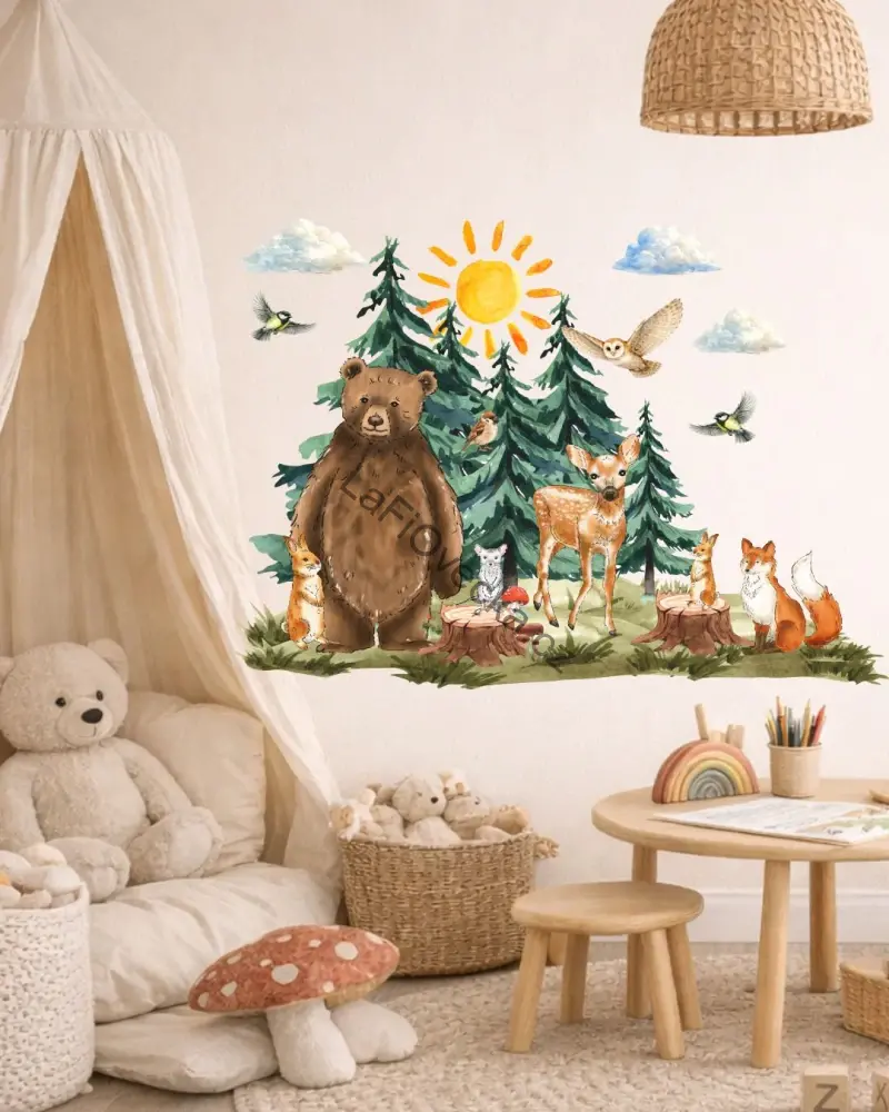 LaFi samolepka na zeď – Medvěd a jeho kamarádi
