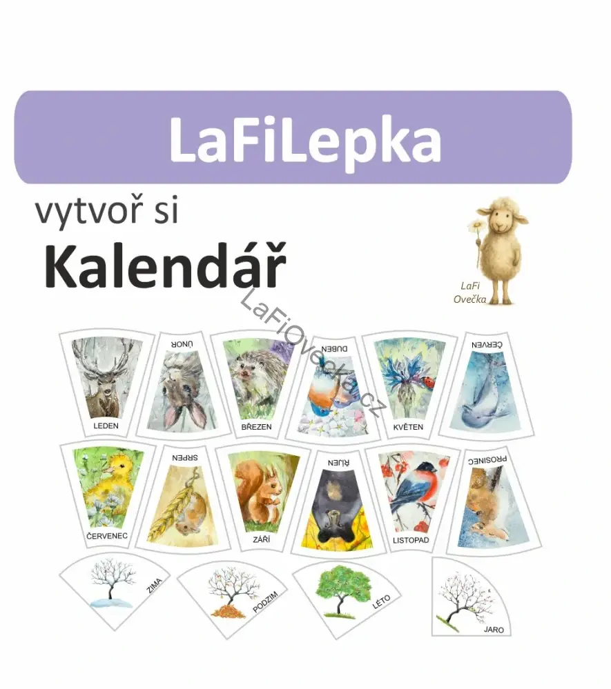 LaFiLepka – Kalendář kruh se zvířátky (45 cm) | Roční období a měsíce